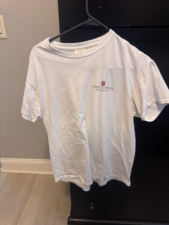 Simply Southern Tops - Simply Southern Cream Crewneck Tee with Small Chest Logo